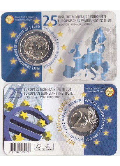 2019 - 2 Euro BELGIO 25º Istituto Monetario Europeo Fdc